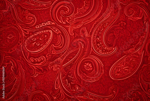 Red Paisley Fabric Texture Pattern