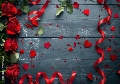 Romantic Valentine's Day Roses & Ribbons