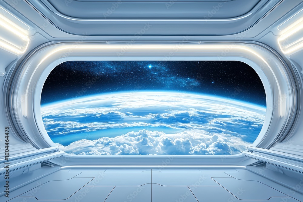 Fototapeta premium Futuristic view of Earth from spacecraft