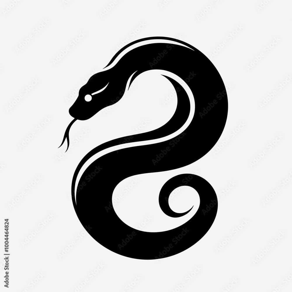 Naklejka premium snake silhouette vector illustration, animal illustrations artwork and design, Snake silhouette flat vector illustration logo icon clipart isolated on white background