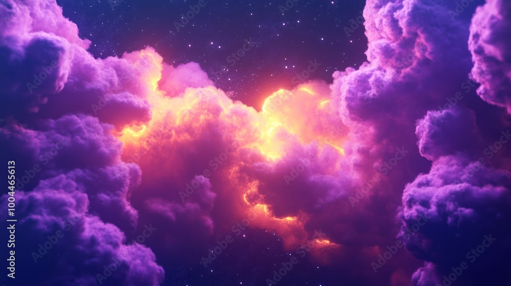 Purple and Yellow Clouds in a Night Sky Purple and Yellow Clouds in a Night Sky