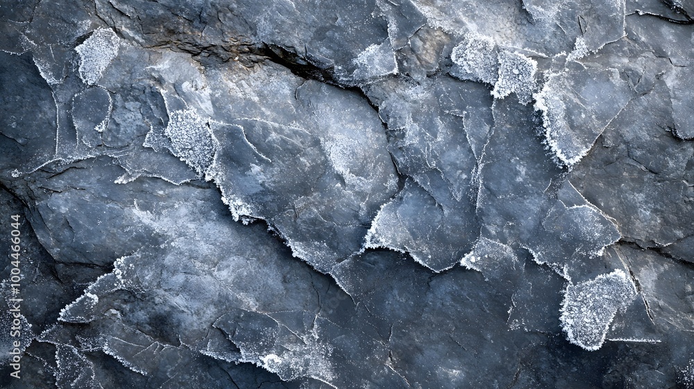 Rough Stone Texture with layers of frost and a thin sheet of ice