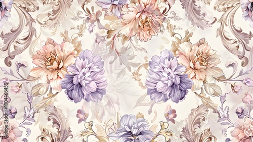 Rococo Floral Pattern Vintage Wallpaper