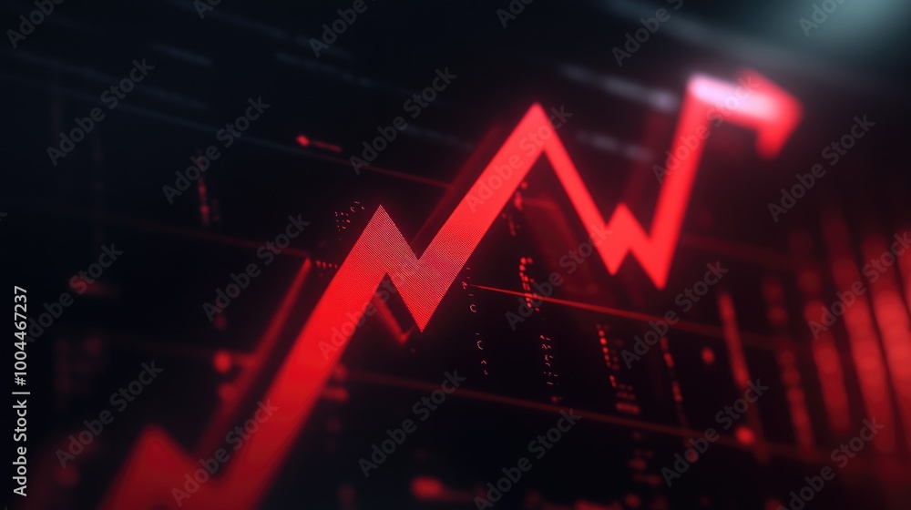 Obraz premium Red arrow icon on computer screen