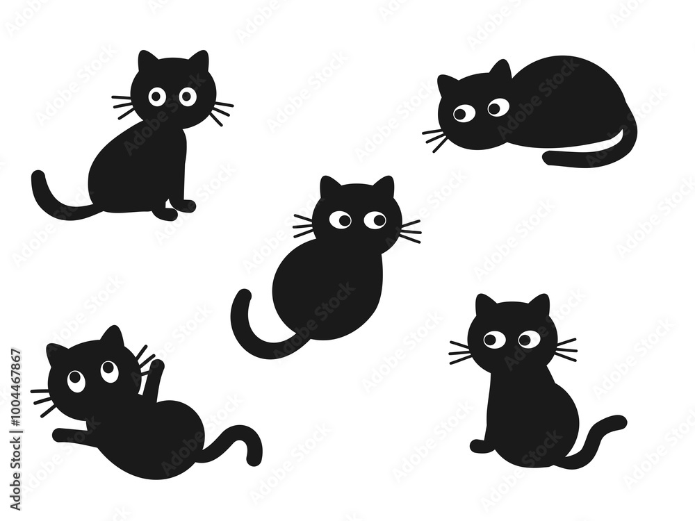 Black cat icons isolated on white background vector. Black cat icons isolated on white background vector.