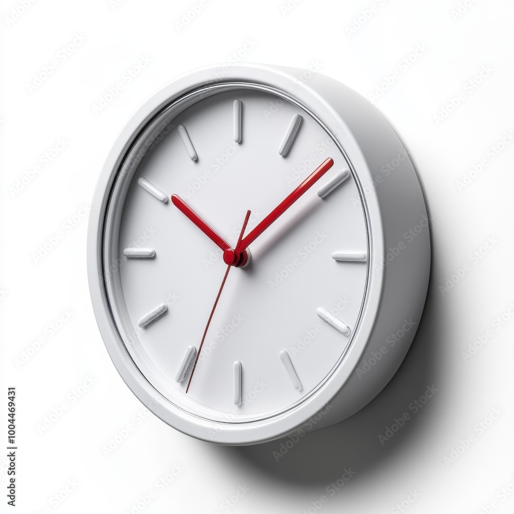Modern White Clock on Simple Background Modern White Clock on Simple Background