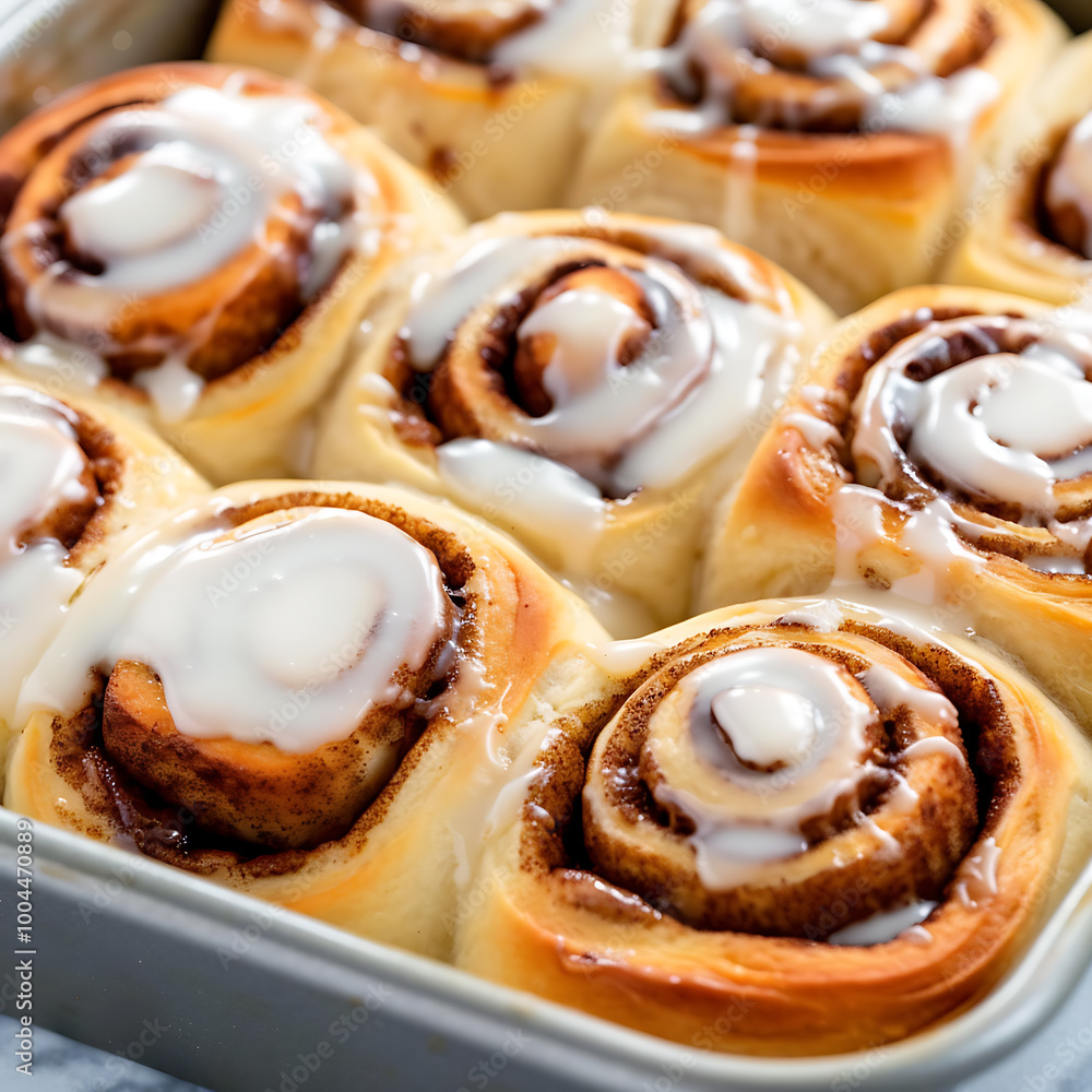 A Tray of Freshly Baked Cinnamon Rolls A Tray of Freshly Baked Cinnamon Rolls