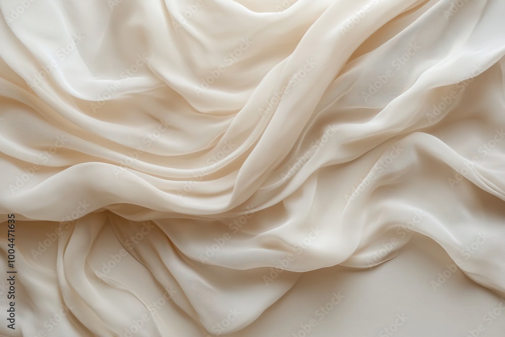 Elegant cream fabric draped softly, highlighting smooth texture and delicate folds, perfect for design. Elegant cream fabric draped softly, highlighting smooth texture and delicate folds, perfect for design.