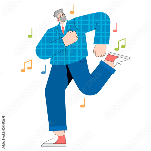 Older Businessman. Flat Vector Illustration