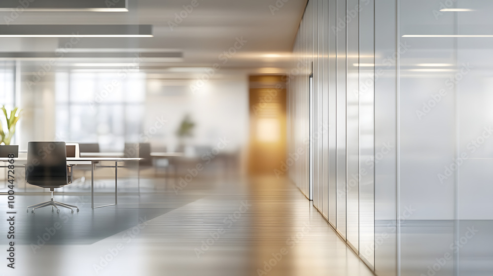 A blurred image of a modern office space enveloped in soft, ambient lighting, providing a peaceful and productive workspace environment. A blurred image of a modern office space enveloped in soft, ambient lighting, providing a peaceful and productive workspace environment.
