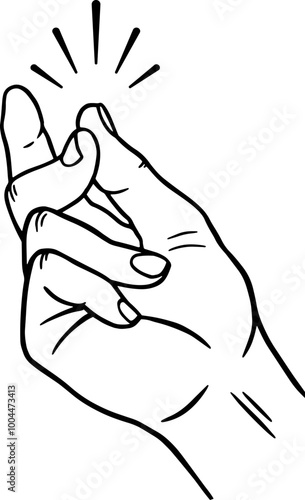Illustration of a finger snap in linear style.