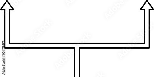 Dual branching arrow icon in linear style.