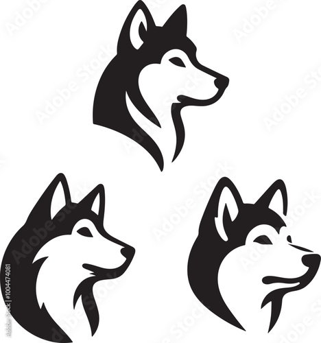 Laika dog head silhouette vector art