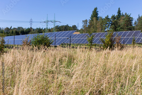 Obraz na płótnie Solar Power Station in the autumn Landscape w salonie