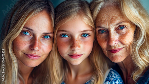 Drei Generationen auf einem Bild, Grossmutter, Tochter und Enkelin.