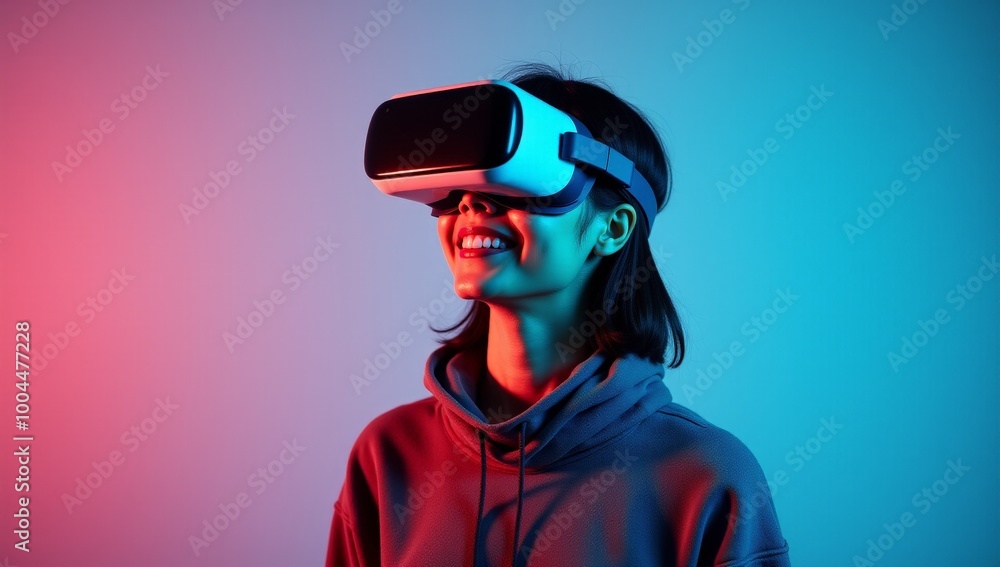 People Using VR Headsets to Explore a Virtual Reality Experience: Future Technology, Gaming, Immersive Entertainment and Metaverse Concepts People Using VR Headsets to Explore a Virtual Reality Experience: Future Technology, Gaming, Immersive Entertainment and Metaverse Concepts