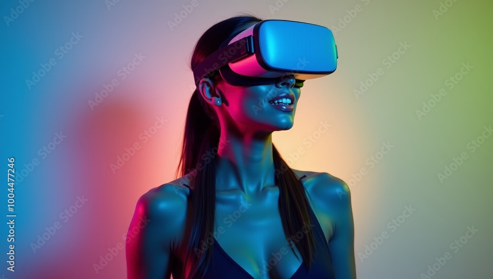 People Using VR Headsets to Explore a Virtual Reality Experience: Future Technology, Gaming, Immersive Entertainment and Metaverse Concepts People Using VR Headsets to Explore a Virtual Reality Experience: Future Technology, Gaming, Immersive Entertainment and Metaverse Concepts