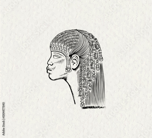 Queen Thuya. Beautiful sketch illustration by hand-drawn