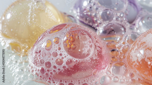 Clear exfoliator gel with bubbles texture