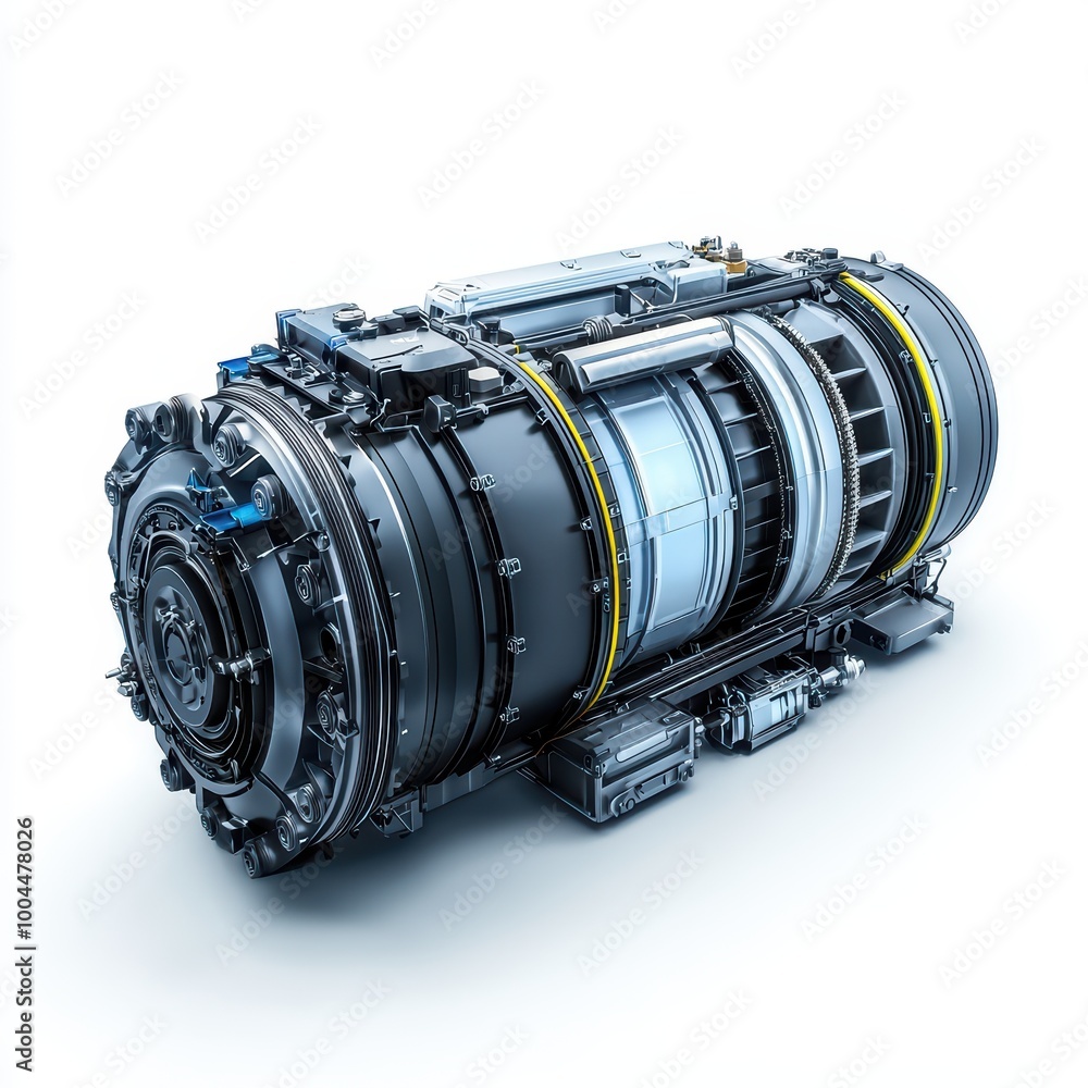 High-quality jet engine with intricate details, isolated on white background. High-quality jet engine with intricate details, isolated on white background.