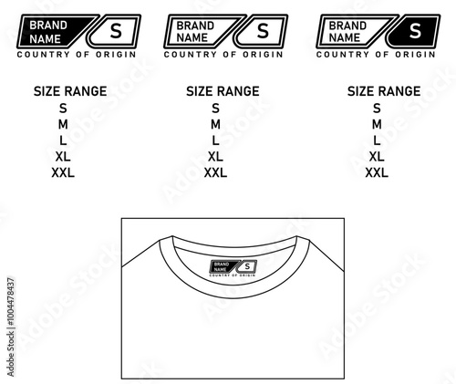 Brand identity design for a t-shirt. T-shirt back neck label print.
