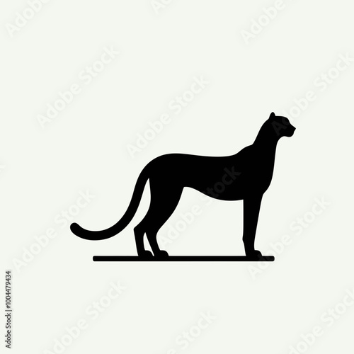 Silhouette of a cheetah in full sprint, showcasing the speed and grace of the fastest land animal, silhouette of running cheetah photo