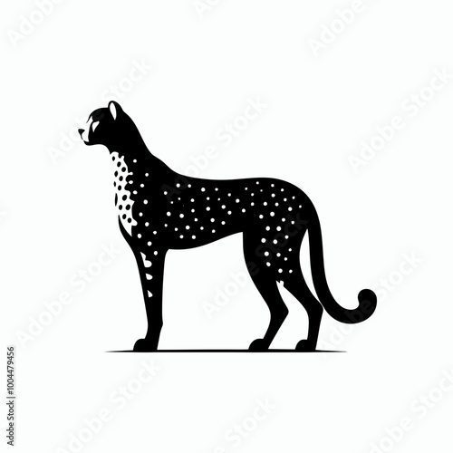 Silhouette of a cheetah in full sprint, showcasing the speed and grace of the fastest land animal, silhouette of running cheetah