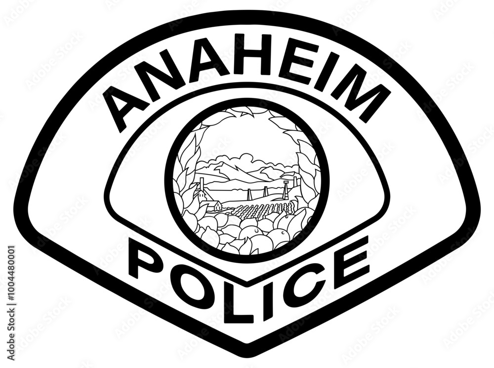 Fototapeta premium ANAHEIM POLICE PATCH VECTOR FILE Blank, outline vector, SVG Badge, DXF, CNC Router File, Laser Engraving, Cricut, Ezcad, Digital Cutting File for laser cutting, laser engraving template