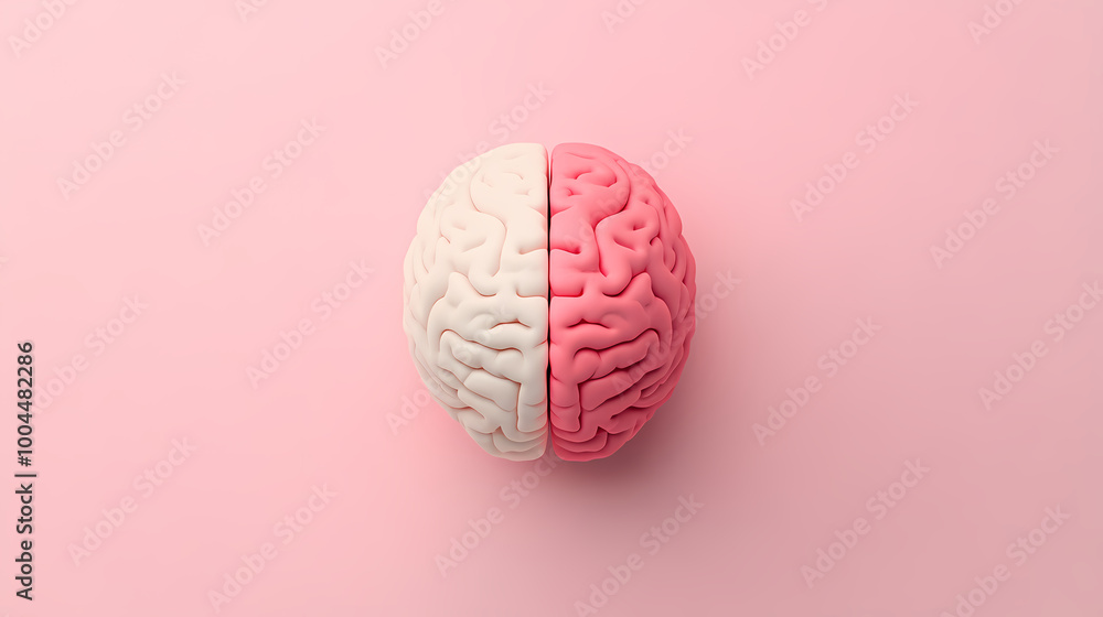 Brain model split into hemispheres