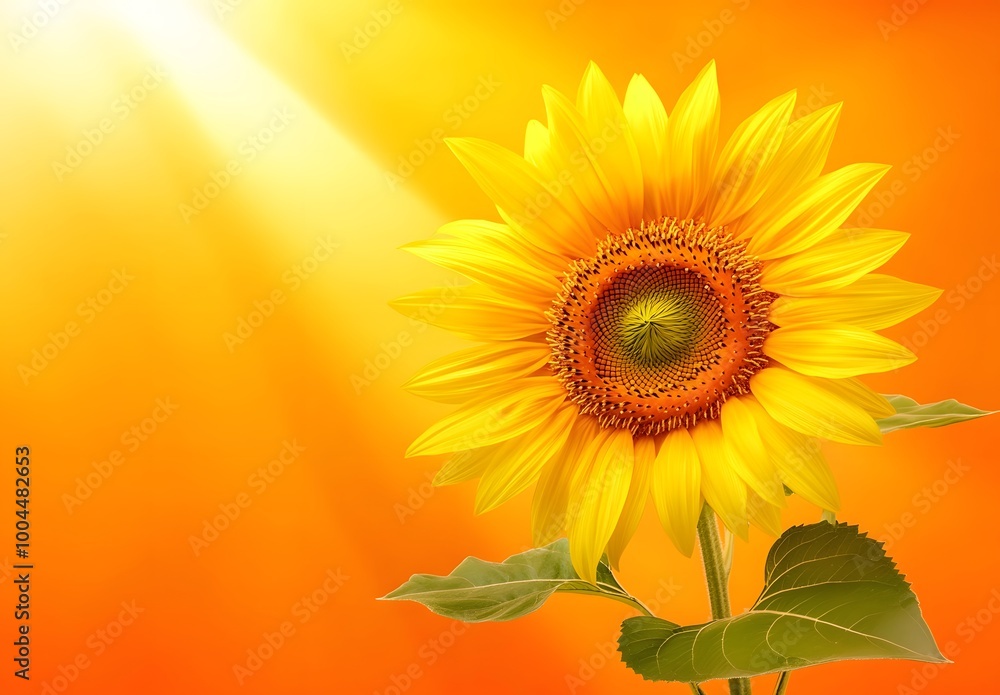 Obraz premium Close-Up Sunflower with Sun Rays