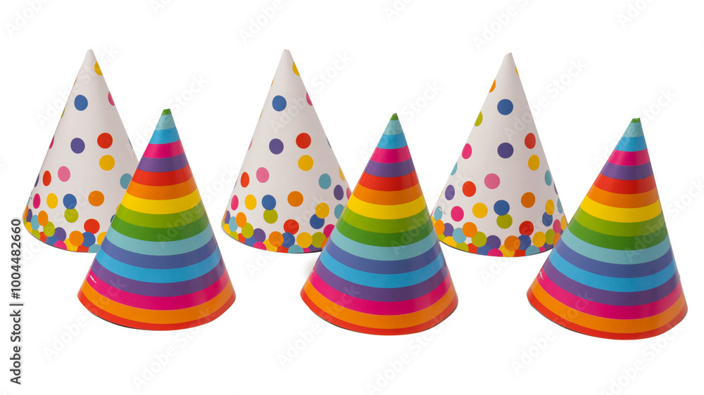 Colorful birthday cap isolated on white background Colorful birthday cap isolated on white background