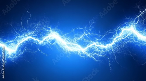 Bright white lightning bolt on blue background.