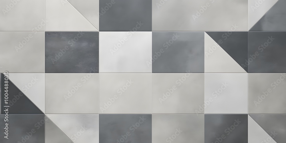 Abstract Geometric Tile Pattern in Grey and White Abstract Geometric Tile Pattern in Grey and White