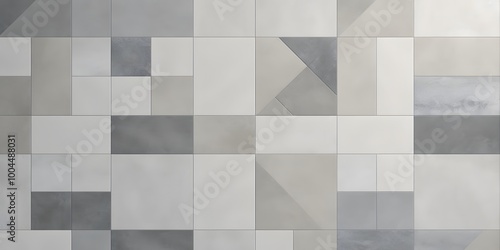 Geometric Grey & White Patchwork Tile Pattern