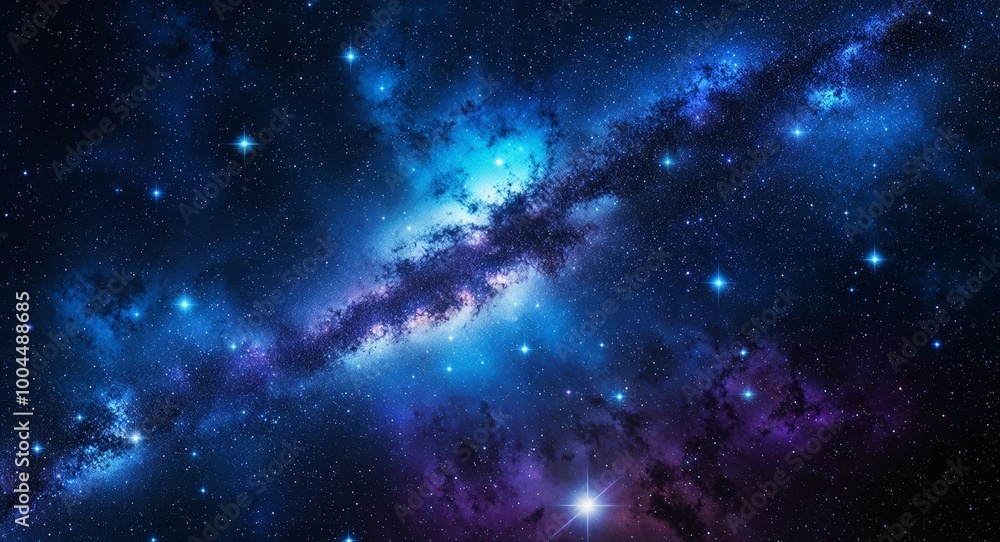 Fototapeta premium Midnight blue starry universe abstract backdrop design