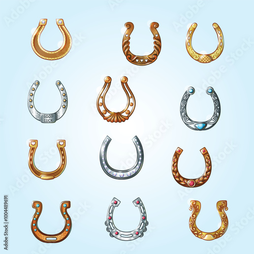 Ornate Horseshoes Set