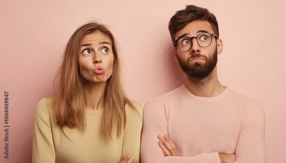 Fototapeta premium Men And Women Appear Uncertain And Perplexed, Showing Doubt And Confusion In Their Expressions. They Seem Unsure And Puzzled About Something.