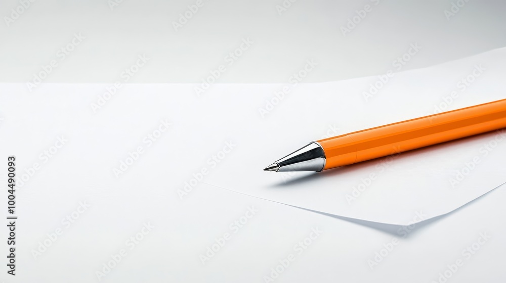 Bright Orange Pen on Clean White Background Bright Orange Pen on Clean White Background