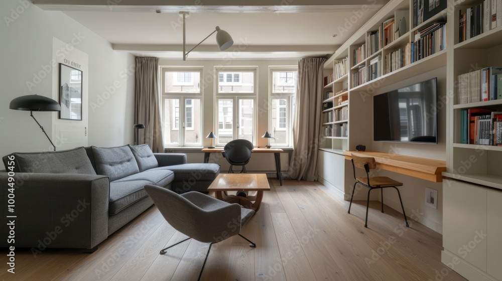 Modern Living Room with a Home Office Modern Living Room with a Home Office