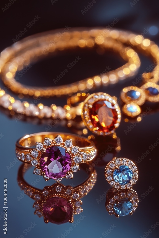 Close-up of jewelry on a table Close-up of jewelry on a table