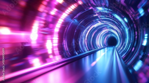 Immersive Abstract Tunnel with Neon Lights