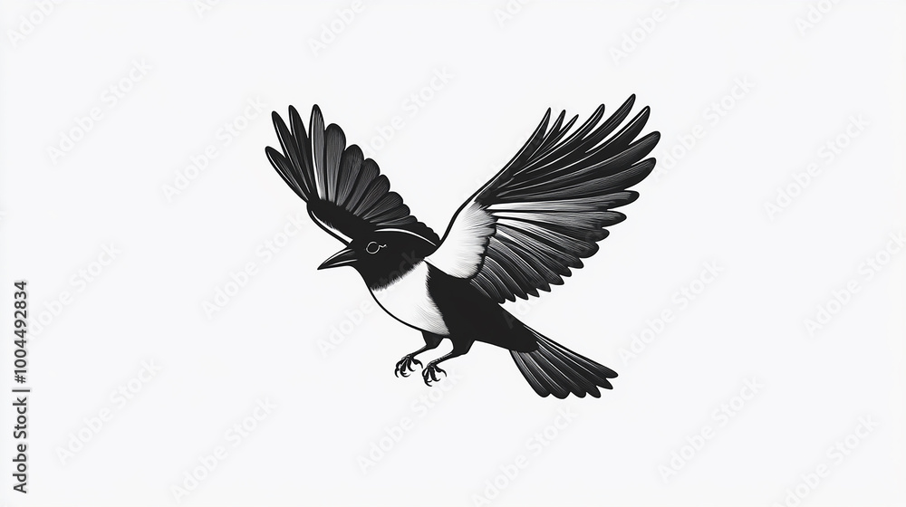Magpie Robin Logo Design illustration Magpie Robin Logo Design illustration