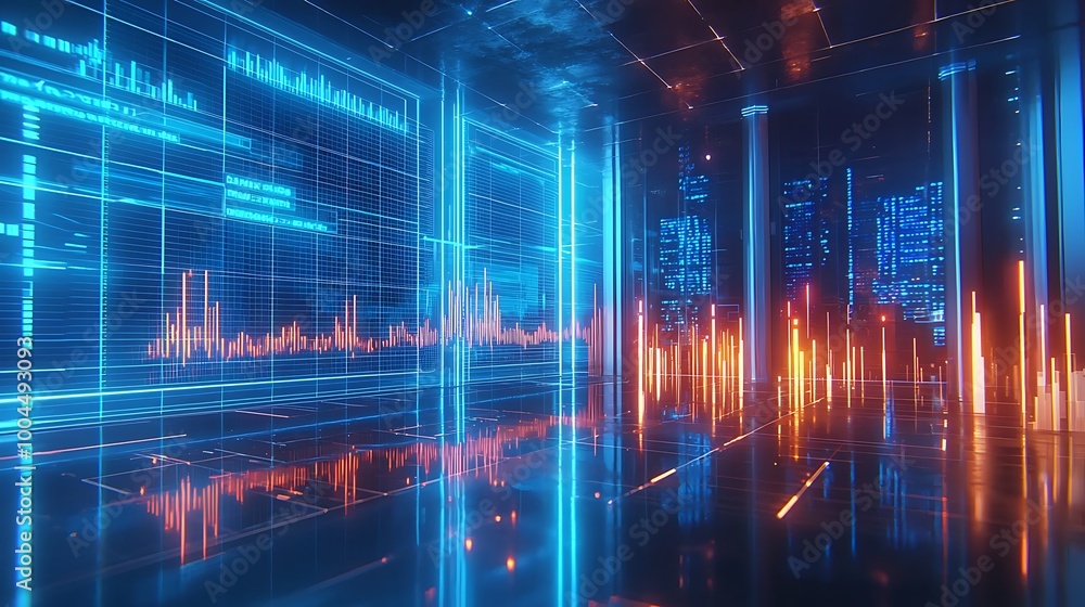 A futuristic cityscape is overlaid with data grids, the neon glow reflecting a world of digital connections. A futuristic cityscape is overlaid with data grids, the neon glow reflecting a world of digital connections.