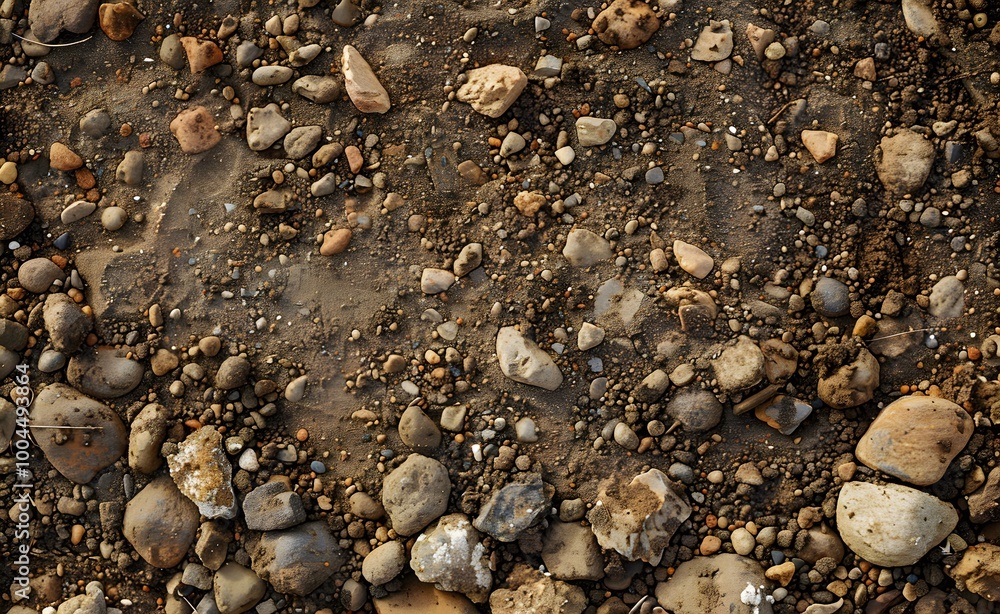 Top View of Detailed Brown Dirt with Rocks and Pebbles Top View of Detailed Brown Dirt with Rocks and Pebbles