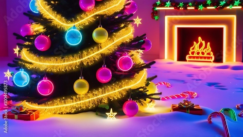 Wallpaper Mural Christmas Card with modern decoration. Torontodigital.ca