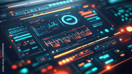 neon lit digital dashboard with real-time data streams