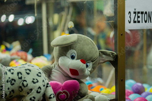 Plushie toy from the claw machine waiting to get the new owner