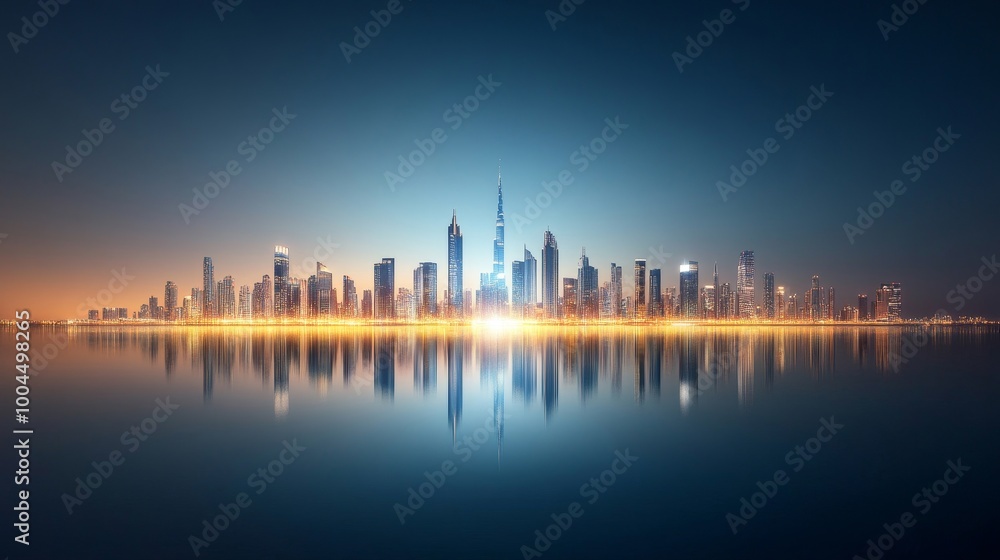 Dubai Skyline Reflection at Twilight Dubai Skyline Reflection at Twilight