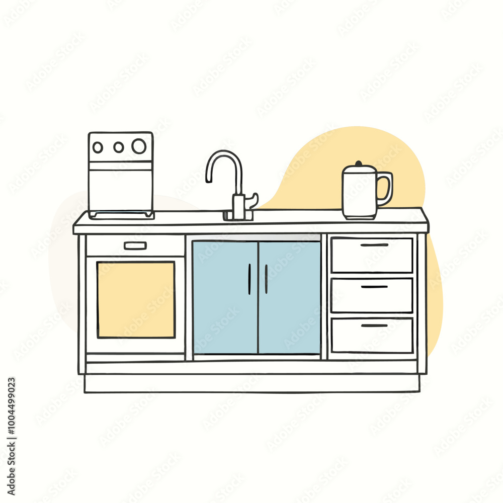 a line drawing of a kitchen countertop a line drawing of a kitchen countertop