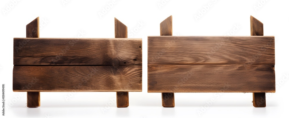 Two Rustic Wooden Signs Isolated On White Two Rustic Wooden Signs Isolated On White
